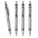 Penna a sfera in metallo personalizzabile solo con incisione a laser. il logo inciso avrà i colori dei particolari in plastica della penna 