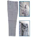 Pantalone cuoco:<br>
A quadretti bianco e nero<br>
Cerniera coperta<br>
100% cotone sanforizazto.