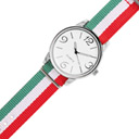 Orologio analogico personalizzabile cassa in metallo cinturino in nylon nel tricolore italiano.