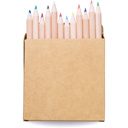 Set di 12 matitine colorate confezionate in astuccio in cartoncino.