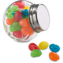 Barattolo di vetro con 30 grammi di gelatine dolci colorate, tappo metallico