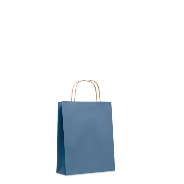 Sacchetto di carta regalo, misura piccola. Un sacchetto di carta è un ottimo modo per presentare un regalo. È anche comodo per trasportare piccoli oggetti per lo shopping. 90 gr / m².



