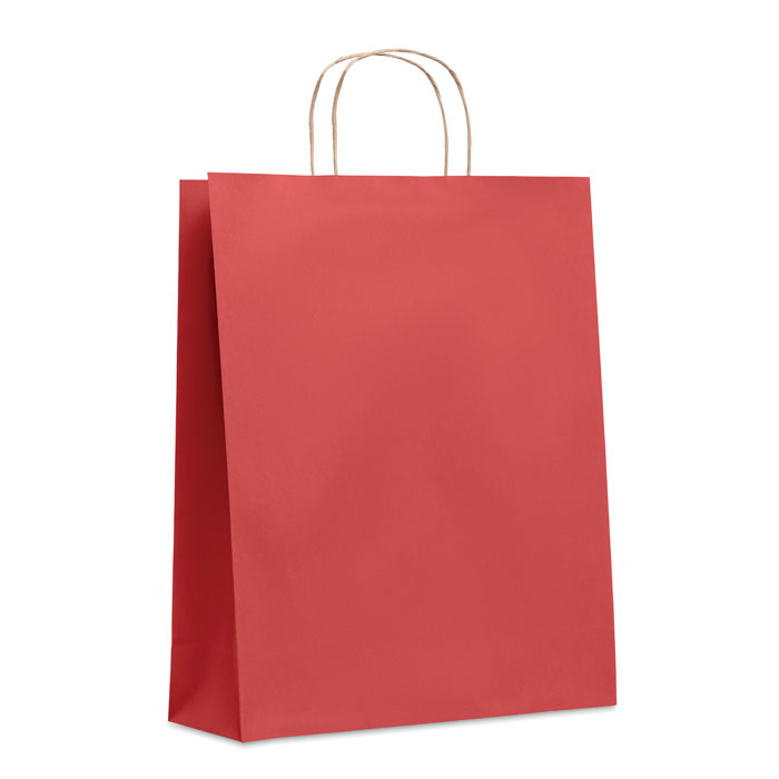 Sacchetto di carta regalo, misura grande. Un sacchetto di carta è un ottimo modo per presentare un regalo. È anche comodo per trasportare piccoli oggetti per lo shopping. 90 gr / m².


