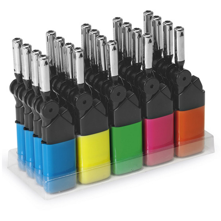 Accendigas in plastica e metallo, tubo orientabile, confezionato in colori assortiti 