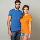T-shirt adulto 100% cotone pettinato, 140gr/mq, girocollo a costina, tubolare. 
Melange 85% cotone 15% viscosa.