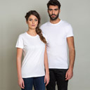 T-shirt bianca 100% cotone, 135 gr/mq, girocollo a costina, tubolare.