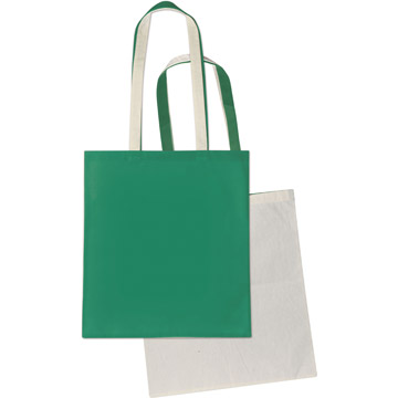Borsa shopping ibrida con manici lunchi ,un lato in coto di colore naturale (140gr/mq) e l