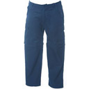 Pantalone multitasche poliestere/cotone, accorciabile mediante zip coperta, fibbie regolazione taglia in vita.