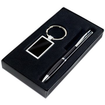 Variante colore Set penna a sfera in metallo e plastica e portachiavi in metallo