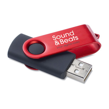Chiavetta USB in metallo colorato e gomma nera