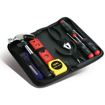 Variante colore KIT ATTREZZI con tre cacciaviti, due pinze e flessometro