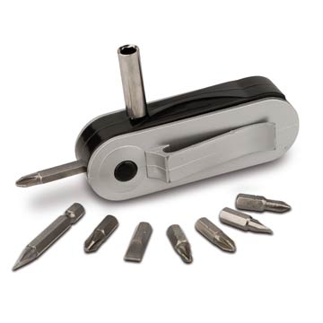 GIRAVITI PORTATILE con nove accessori ed attacco per cintura